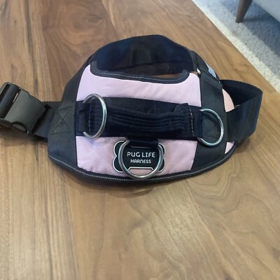 Dog Harness Pug Life Black Baby Pink Adjustable Handle Padded XL NICE READ DESC✨ - Image 1 of 4