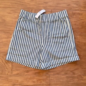 NWT J.Crew Patch-Pocket Pull-On Short in Stripe Size XS White/Blue High Rise - Picture 1 of 10