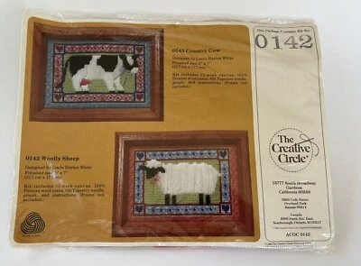 Vintage Woolly Sheep Country Cow Crewel  Embroidery Kit 0142  New Sealed - Image 1 of 3