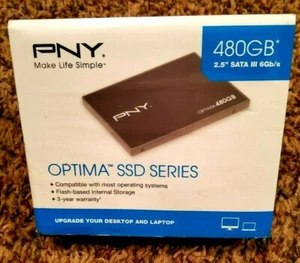 PNY 480GB SSD, Unidad de Estado Sólido Interna, Serie Optima, SSD7SC480GOPT-RB, NUEVO - Imagen 1 de 5