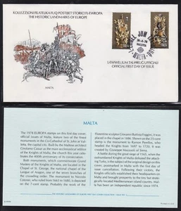 MALTA 1978 FIRST DAY OVERSIZED COVER EUROPA ARCHITECTURE + CARD + CACHET - Picture 1 of 1