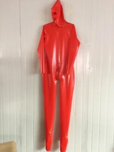 Latex Rubber Gummi Solid Red Catsuit Bodysuit Cosplay Jumpsuit 0.4mm S--XXL - Picture 1 of 4