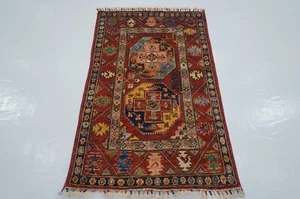 3 x 4 ft Red Ersari Afghan Hand Knotted Tribal Area Rug - Picture 1 of 17