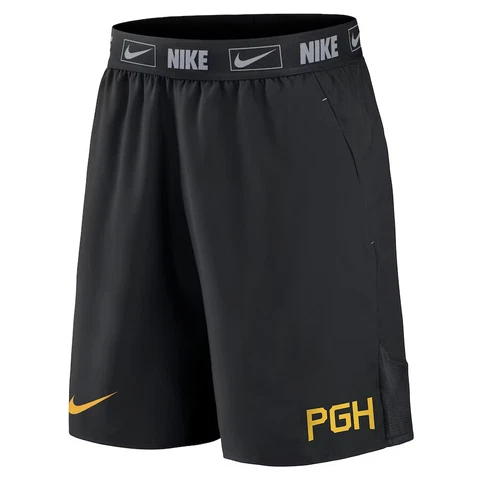 Pittsburgh Pirates Nike City Connect Performance Shorts Men's MLB Black Gold NWT Cover