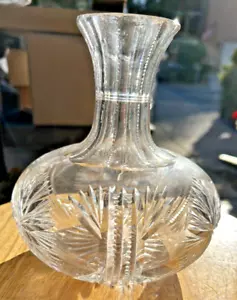 Hand Blown Crystal Cut Glass Globe Vase 6.5" - Picture 1 of 4