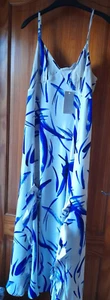Coast Occasion Dress Size 16 Strappy White Blue New Tags Frill Detail Cami - Picture 1 of 16