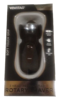 Afeitadora giratoria recargable Vivitar de 3 cabezales mango de agarre suave al tacto para hombres nueva Foto 1 de 4