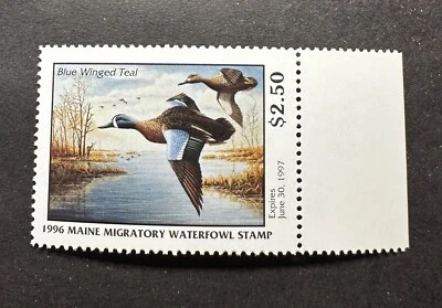 WTDstamps - 1996 MAINE - Lot3 - State Duck Stamp - Mint OG NH - Image 1 of 2