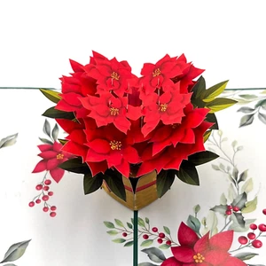 Pop Up Grußkarte blühender Weihnachtssternkorb, Dankeskarte, Geburtstagskarte, - Bild 1 von 9
