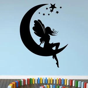 Calcomanía pegatina de pared Fairy Sat On The Moon decoración de dormitorio infantil - Imagen 1 de 36