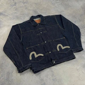 VINTAGE EVISU HERITAGE LOT 0202 TYPE 2 EMBROIDERED SEAGULL DENIM JACKET SIZE L - Picture 1 of 14