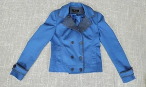 Karen Millen Denim Style Biker Jacket Wmens Size 4 - Picture 1 of 7