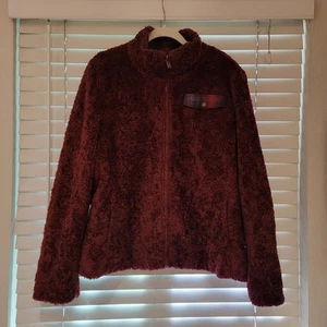 Pendleton Jacket Women’s XL Red Sherpa Fuzzy Teddy Full Zip Plaid Lined NWT NEW - Picture 1 of 9