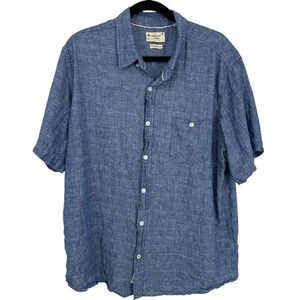 Weatherproof Vintage Washable Linen Button Down Shirt Blue Woven Mens size XXL - Picture 1 of 11