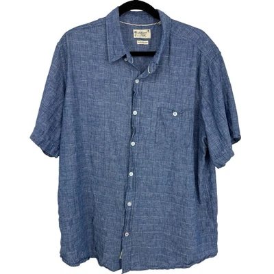 Weatherproof Vintage Washable Linen Button Down Shirt Blue Woven Mens size XXL - Image 1 of 4