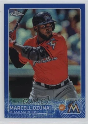 2015 Topps Chrome Blue Refractor /150 Marcell Ozuna #182 - Image 1 of 2