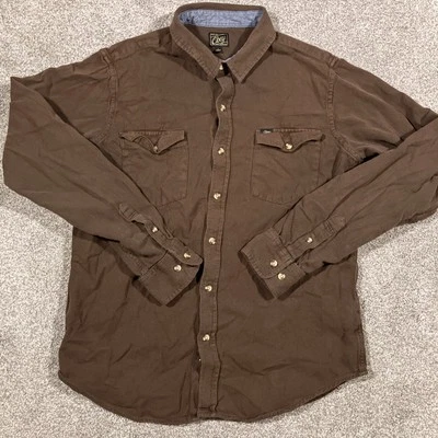 Camisa De Colección Obey Franela Botón Para Hombres Grande Marrón Exterior Retro Y2K Patinador R&B Foto 1 de 4