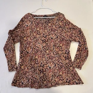 Lucky Brand Multi Color Long Sleeve Boho Style Blouse - Size 2X - Picture 1 of 19