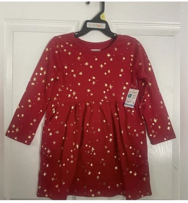 ¡Vestido metálico estrella roja y dorada de Garanimals para niña pequeña! ¡NUEVO CON ETIQUETAS! Talla 3t Foto 1 de 4