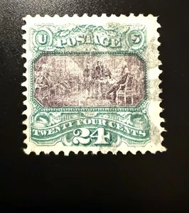 U.S. Scot t#120 1869 $.24c Pictorial, 4 clear margins, Sharp Color, Very Clean - Picture 1 of 2