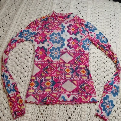 Free People 高跳上衣长袖 S 粉色拇指孔生菜下摆洋红色准备 — 第 1/4 张图片