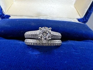 Runder Zirkonia Turmalin Sterling Silber 925 Hochzeit Verlobungsring Set - Bild 1 von 6