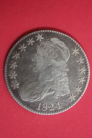 1824 Capped Bust Half Dollar Exact Coin Shown Fast Flat Rate Shipping OCE 28 Cover