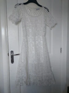 Misslook summer/holiday/ Wedding White Lace Midi Dress, Size Small - Picture 1 of 11