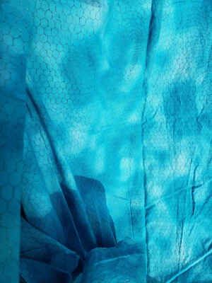 Cotton Fabric 42" x 2 7/8 yds Blue Hexagons Robert Kaufman Chanteclaire #10903 - Image 1 of 4