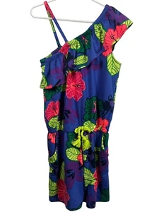 Falls Creek Shorts Girls Romper Floral Print Ruffles Size Large 10 12 Kids Boho - Picture 1 of 18