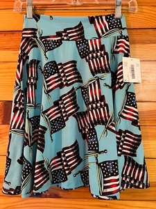 NWT LulaRoe Patriotic Azure Skater Skirt Girls American Flag Print Size 10 - Picture 1 of 1