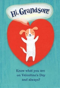 Loving VALENTINE'S DAY Card FOR GRANDSON, Cute Dog Love by American Greetings +✉ - Picture 1 of 4