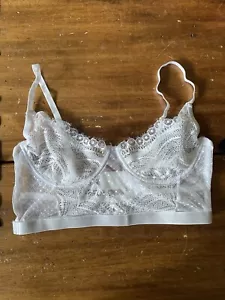 New NWT Nasty Gal White Sheer Lace Bra Bralette Size Large L - Picture 1 of 10