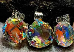 Combo de 3 piezas colgante místico natural multicolor de plata 925 joyas piedras preciosas 180 quilates - Imagen 1 de 7