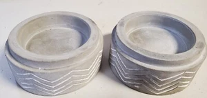 Medium Size 3.15 Inches Gray Concrete Cement Candle Holders Aztec Design Decor - Picture 1 of 7