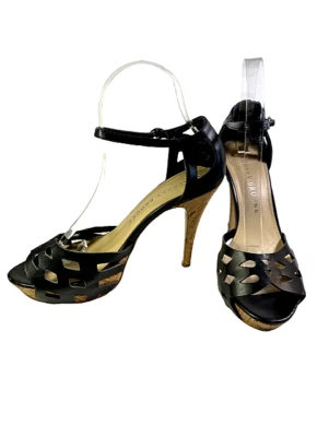 Audrey Brooke  Ankle Strap Peep Toe Black  Pumps 4" High Heels Size 8M. READ! - Image 1 of 4