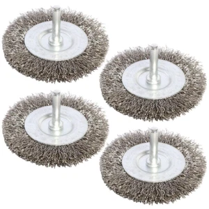 Shop-Tek 4-teilig 3"" Stahldraht Radbürste Kit für Bohrer mit 1/4"" Schaft - Bild 1 von 2