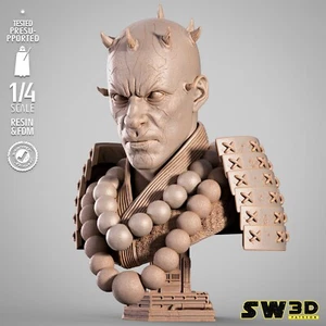 3D Printed 16K STAR WARS Fan Made SW3D - Darth Maul Samurai Bust 250mm. Approx. - Picture 1 of 7