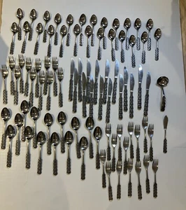Huge Lot of 85 Pieces Stanley Roberts LANCELOT MCM Stainless Silverware Japan - Picture 1 of 15