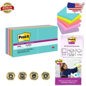 Supernova Neons Super Sticky Notes, 3x3 pollici, 12 pastiglie, 2X potere adesivo, riciclo... - Foto 1 di 19