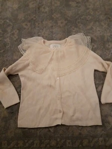 Zara Ladies Cream Crop Cardigan. Lace Collar. Size 6. Buttons - Picture 1 of 6