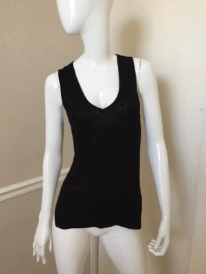 Feel The Piece Black SOFT! Ribbed Rayon Knit V-Neck Sweater O/S - Image 1 of 4