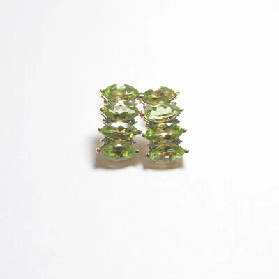 Estate 14K Yellow Gold Natural Lime Green Peridot And Diamond Earrings 3.00 Cts - Image 1 of 3