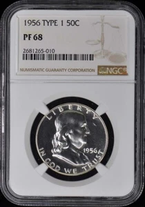 1956 TYPE 1 Franklin Half Dollar 50C NGC PR68 - Picture 1 of 2