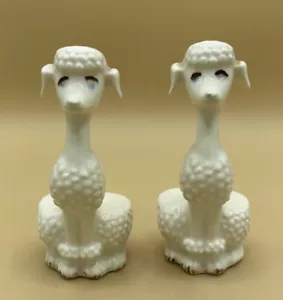 Lindo juego de soporte de lápiz labial caniche francés blanco de colección de 2 piezas difícil de encontrar - Imagen 1 de 7