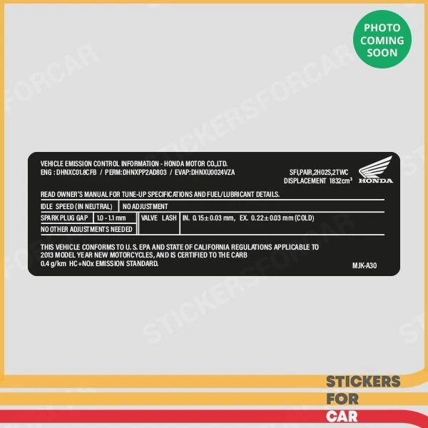 Etiqueta de control de emisiones Honda Moto MJK-A30 DHNXC01.8CFB Foto 1 de 1