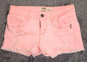 L.e.i. Ashley Juniors Girl Neon Pink Stretch Ripped Shorts Size 9 Regular - Picture 1 of 3