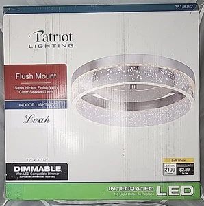 Patriot Lighting Leah Satin Nickel Integrated LED Flush Mount Ceiling Light - Picture 1 of 2