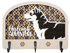 Soporte para correa Husky para perro, 8 1/4" de ancho x 6" de alto, regalo artesanal para amantes de los perros - Imagen 1 de 2