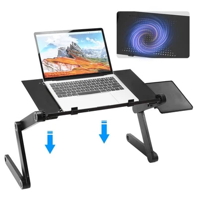 360° Adjustable Foldable Laptop Table Bed Notebook Desk w/Mouse Board Snack Tray - Image 1 of 4